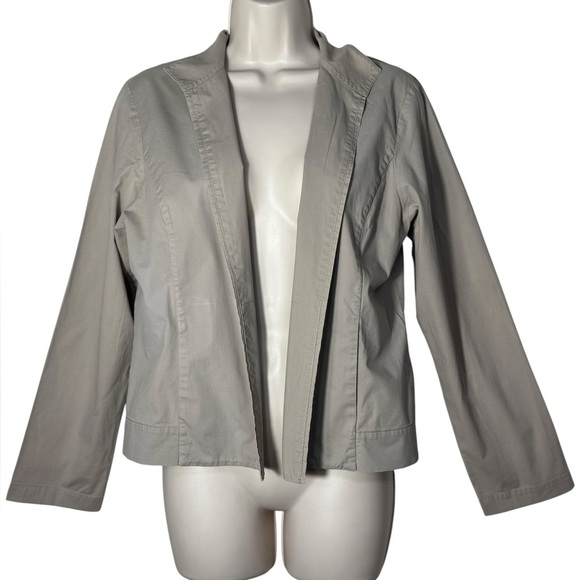 Eileen Fisher Open Front Notched Collar Khaki Blazer Jacket Size Small - Picture 1 of 11